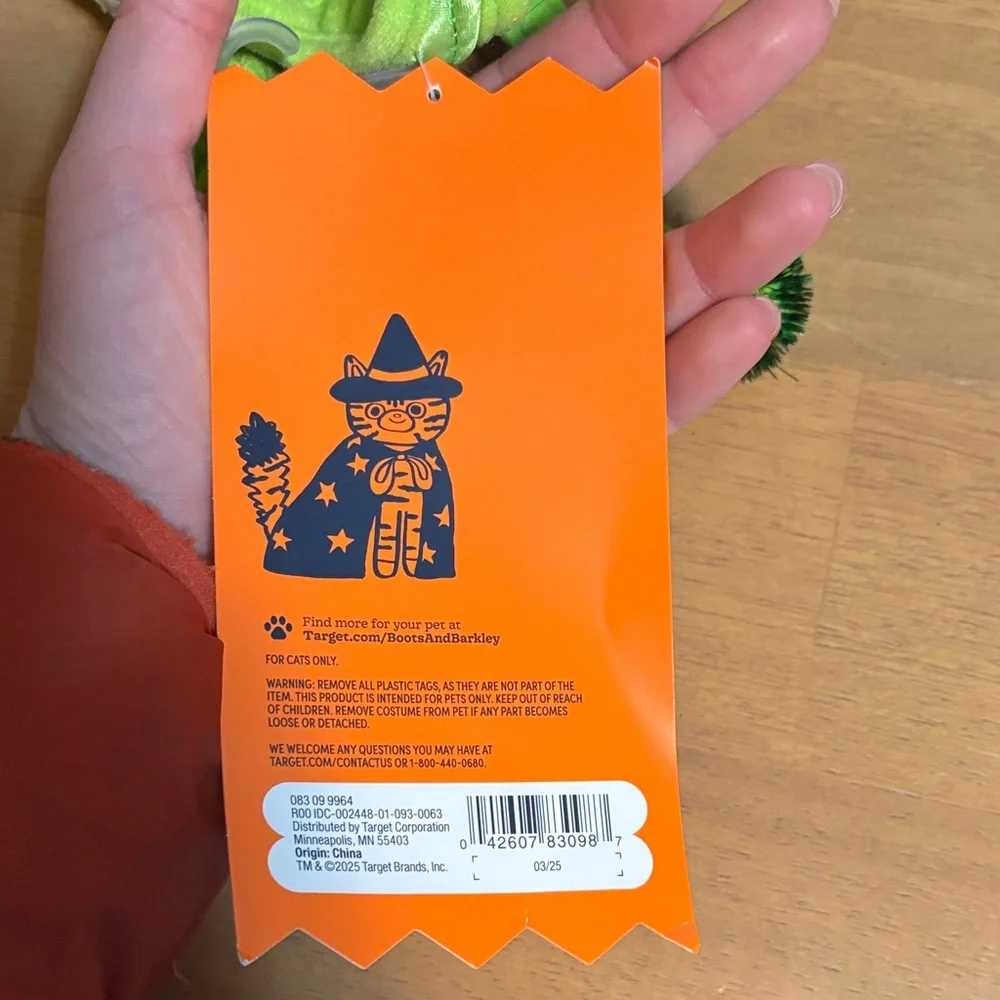 Boots & Barkley Green Alien Cat Costume with Pom Poms